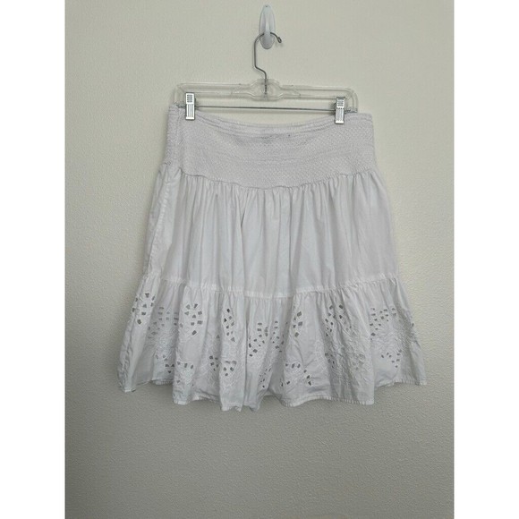 Ralph Lauren Black Label Women's Eyelit Mini Skirt Cotton White Size Large - Picture 6 of 9